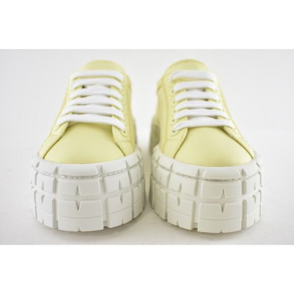 Prada Yellow Nylon White Platform Lug Sole Flat Low Top Trainer Sneaker 39 - Picture 5 of 12